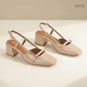 Size 6 Womens IDIFU Women's Nude Block Heel Pumps